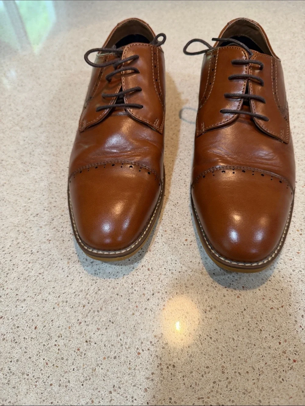 Men's Classic Tan Leather Oxford Dress Shoes
